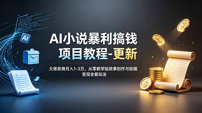 AI小说暴利搞钱项目教程-更新，大佬亲测月入1-3万，从零教学短故事创作与投稿变现全套玩法-御文网