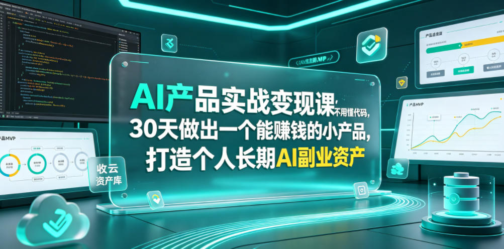AI产品实战变现课，不用懂代码，30天做出一个能賺钱的小产品，打造个人长期AI副业资产-御文网