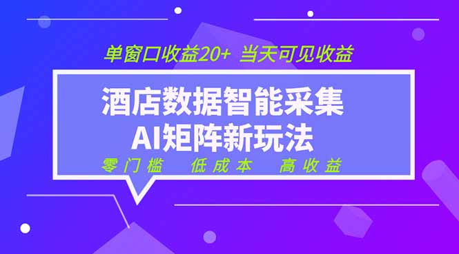 2026酒店数据采集ai智能矩阵新风口  低成本   高收益   当天见收益   单窗口20+-御文网