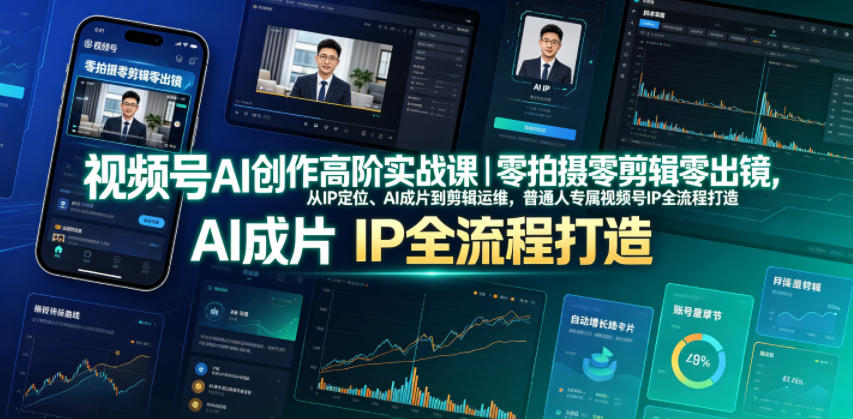 视频号AI创作高阶实战课｜零拍摄零剪辑零出镜，从IP定位、AI成片到剪辑运维，普通人专属视频号IP全流程打造-御文网