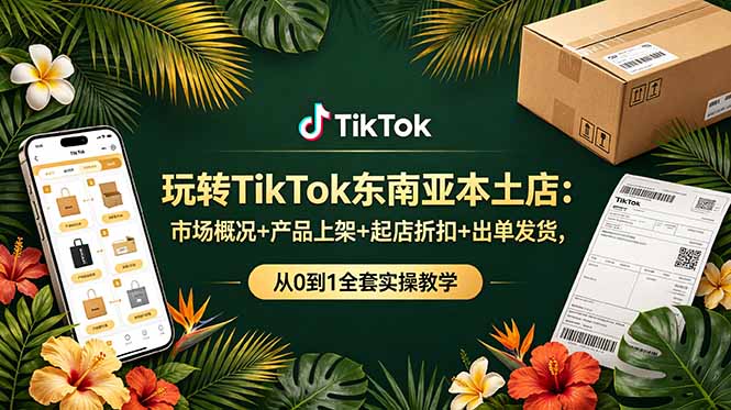 玩转TikTok东南亚本土店：市场概况+产品上架+起店折扣+出单发货，从0到1全套实操教学-御文网