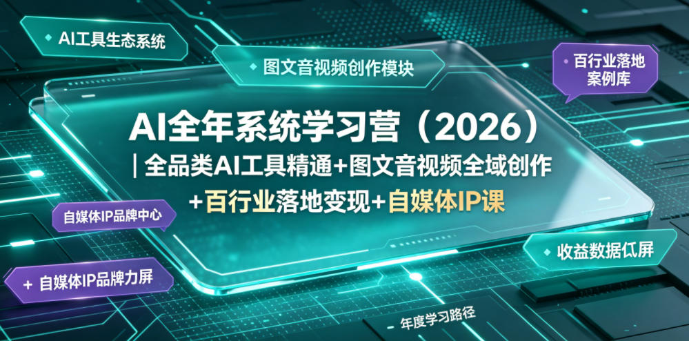 AI全年系统学习营(2026)｜全品类AI工具精通+图文音视频全域创作+百行业落地变现+自媒体IP打造年度进阶大课-御文网