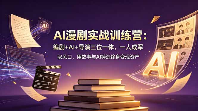 AI漫剧实战训练营：编剧+AI+导演三位一体，一人成军 驭风口，用故事与AI铸造终身变现资产-御文网