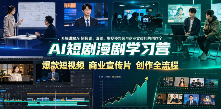 AI短剧漫剧学习营，系统讲解AI短剧、漫剧、影视预告片、爆款短视频与商业宣传片的创作全流程-御文网