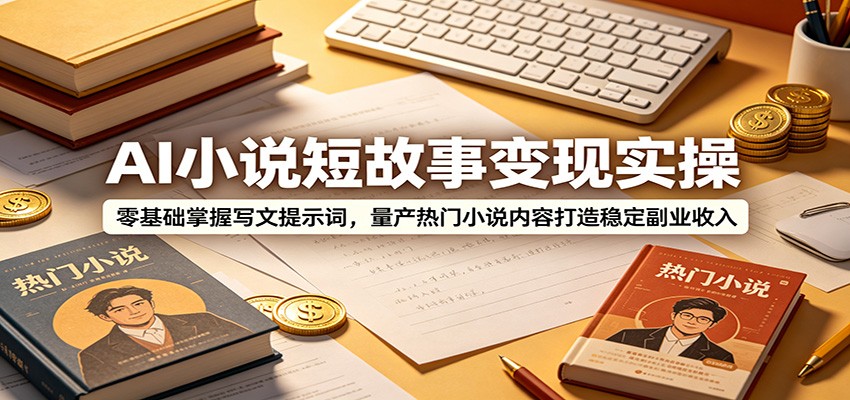 AI小说短故事变现实操：零基础掌握写文提示词，量产热门小说内容打造稳定副业收入-御文网
