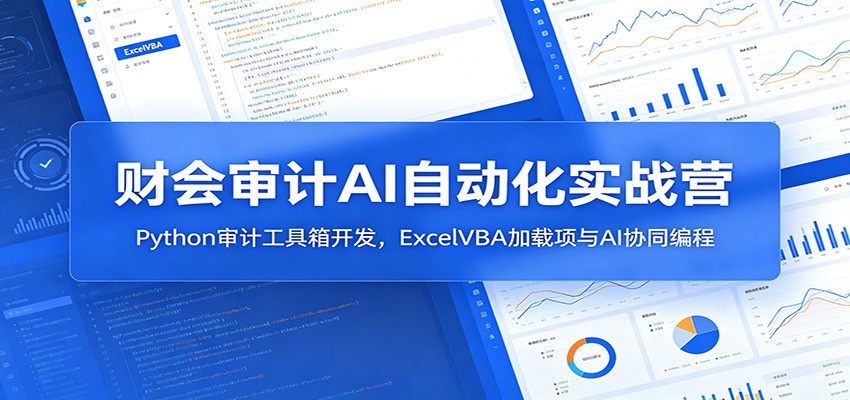 财会审计AI自动化实战营：Python审计工具箱开发，ExcelVBA加载项与AI协同编程-御文网