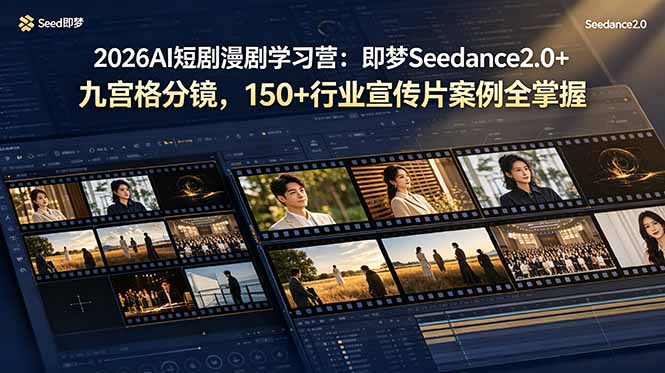 2026AI短剧漫剧学习营：即梦Seedance2.0+九宫格分镜，150+行业宣传片案例全掌握-御文网