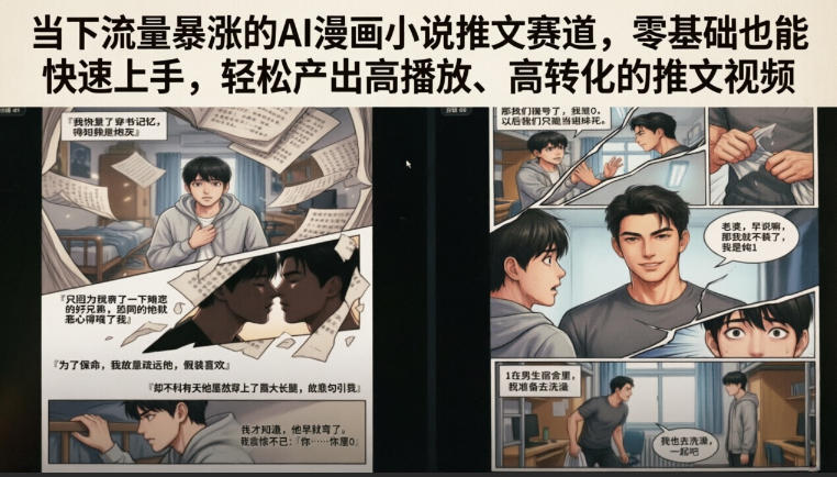 当下流量暴涨的AI漫画小说推文赛道，零基础也能快速上手，轻松产出高播放、高转化的推文视频-御文网