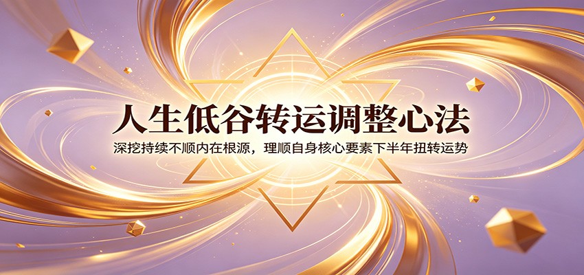 人生低谷转运调整心法：深挖持续不顺内在根源，理顺自身核心要素下半年扭转运势-御文网