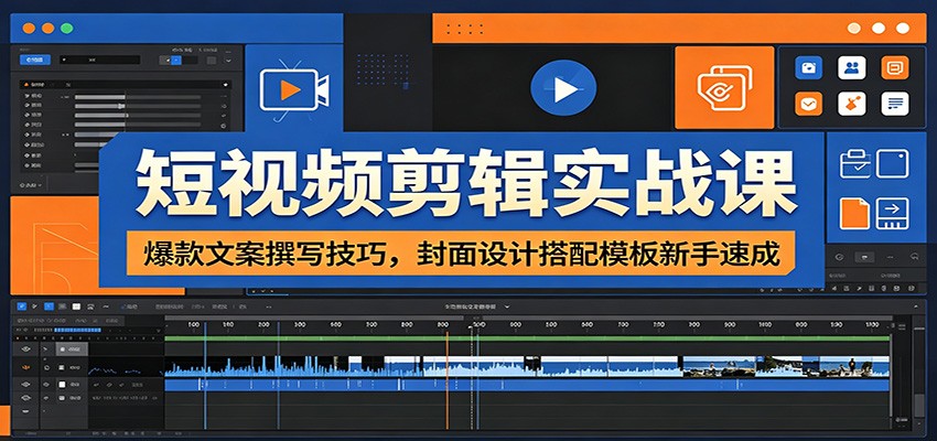 短视频剪辑实战课：爆款文案撰写技巧，封面设计搭配模板新手速成-御文网