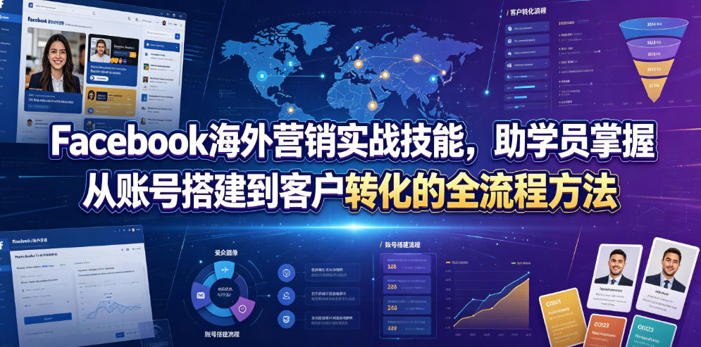 Facebook海外营销实战技能，助学员掌握从账号搭建到客户转化的全流程方法-御文网