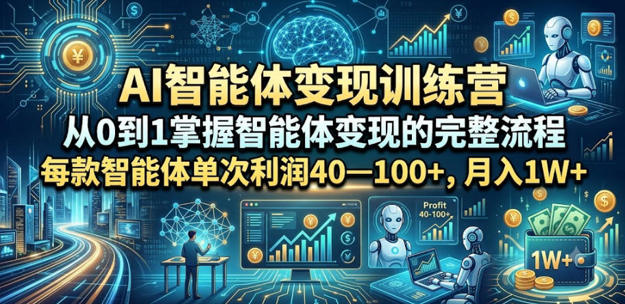 AI智能体变现训练营，从0到1掌握智能体变现的完整流程，每款智能体单次利润40—100+，月入1W+-御文网