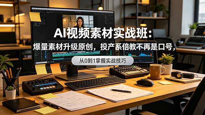 AI视频素材实战班：爆量素材升级原创，投产翻倍不再是口号，0-1系统教学实战落地-御文网