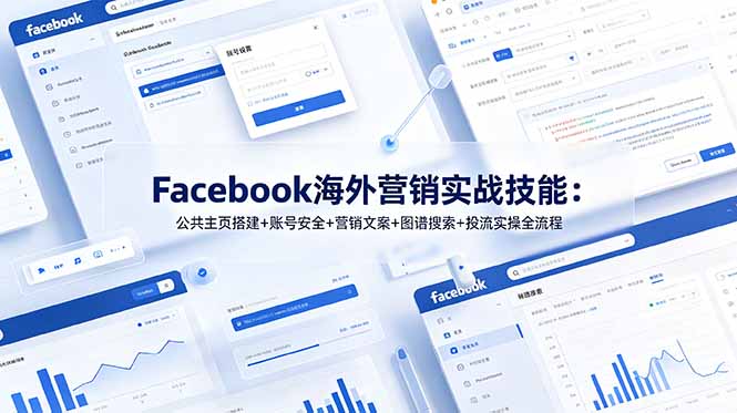 Facebook海外营销实战技能：公共主页搭建+账号安全+营销文案+图谱搜索+投流实操全流程-御文网