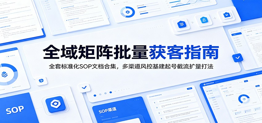 全域矩阵批量获客指南：全套标准化SOP文档合集，多渠道风控基建起号截流扩量打法-御文网