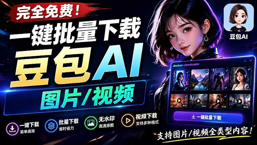 Github最新发布！一键批量下载豆包AI无水印图片/视频，简单易用，自动解析提示词-御文网