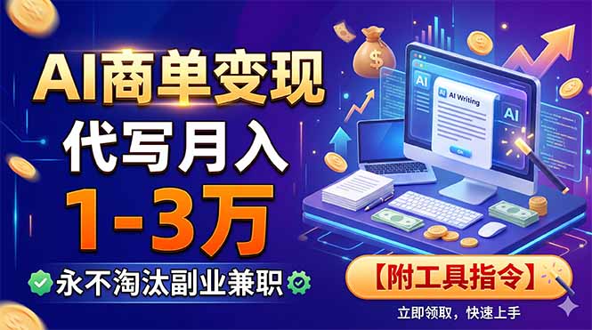 AI商单变现，靠代写月入1-3万，永不淘汰副业兼职【附工具指令】-御文网
