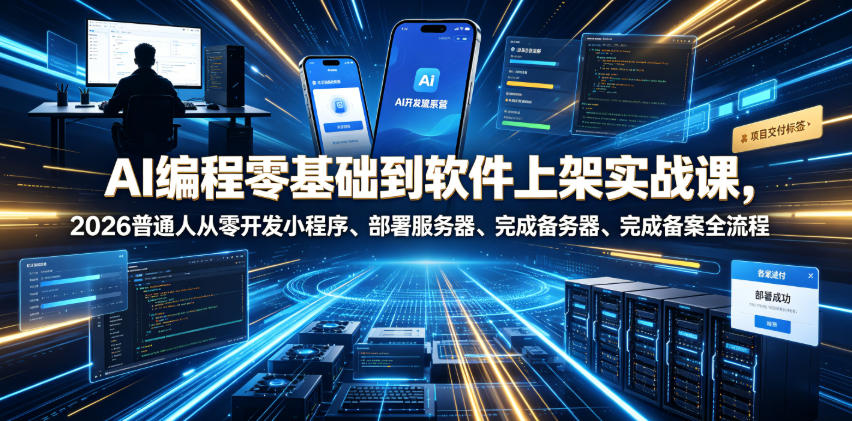 AI编程零基础到软件上架实战课，2026普通人从零开发小程序、部署服务器、完成备案全流程项目落地教程-御文网
