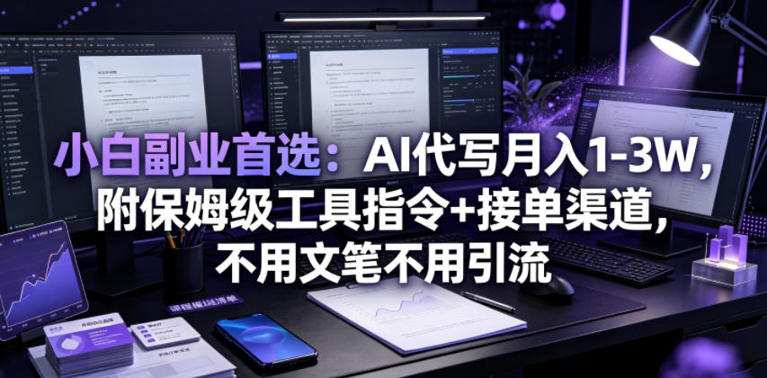 小白副业首选：AI代写月入1-3W，附保姆级工具指令+接单渠道，不用文笔不用引流【揭秘】-御文网