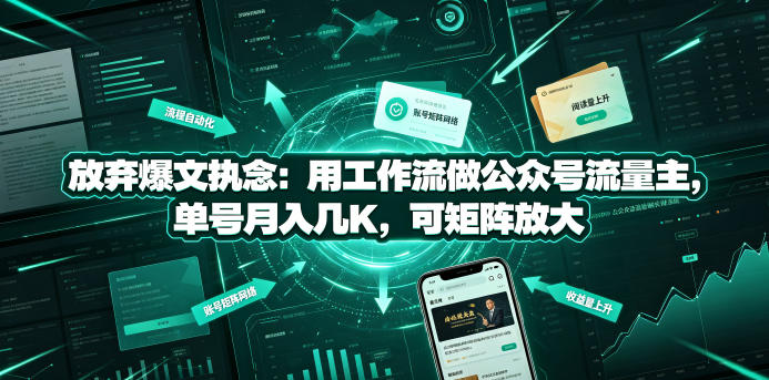 放弃爆文执念：用工作流做公众号流量主，单号月入几K，可矩阵放大-御文网