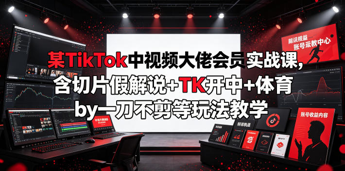 某TikTok中视频大佬会员实战课，含切片假解说+TK开中+体育by一刀不剪等玩法教学-御文网