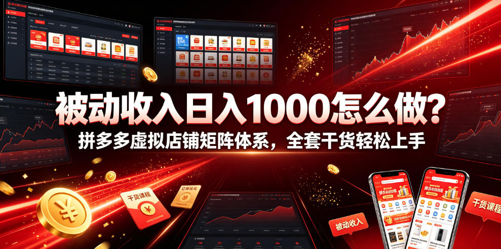 被动收入日入1000怎么做？拼多多虚拟店铺矩阵体系，全套干货轻松上手【揭秘】-御文网