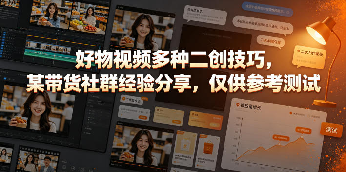 好物视频多种二创技巧，某带货社群经验分享，仅供参考测试-御文网