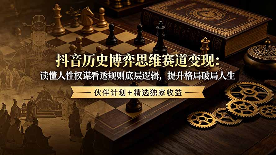 抖音历史博弈思维赛道变现：读懂人性权谋看透规则底层逻辑，提升格局破局人生，伙伴计划+精选独家收益-御文网