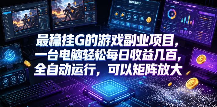 最稳挂G的游戏副业项目，一台电脑轻松每日收益几百，全自动运行，可以矩阵放大【揭秘】-御文网