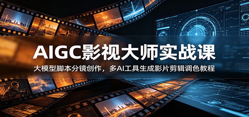AIGC影视大师实战课：大模型脚本分镜创作，多AI工具生成影片剪辑调色教程-御文网