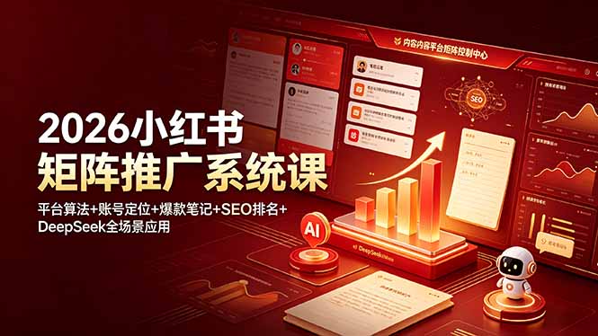 2026小红书矩阵推广系统课：平台算法+账号定位+爆款笔记+SEO排名+DeepSeek全场景应用-御文网