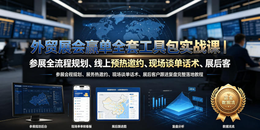 外贸展会赢单全套工具包实战课｜参展全流程规划、线上预热邀约、现场谈单话术、展后客户跟进复盘完整落地教程-御文网