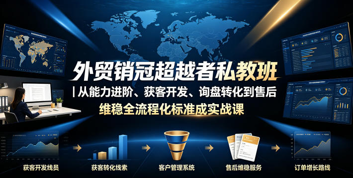 外贸销冠超越者私教班｜从能力进阶、获客开发、询盘转化到售后维稳全流程标准化成交实战课-御文网