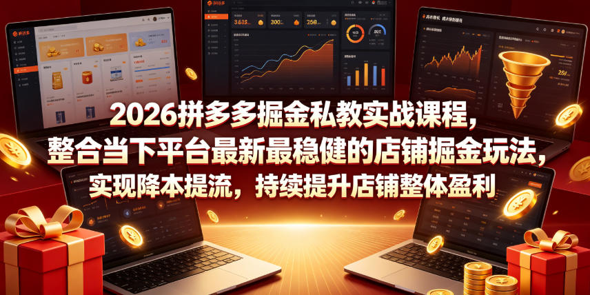 2026拼多多掘金私教实战课程，整合当下平台最新最稳健的店铺掘金玩法，实现降本提流，持续提升店铺整体盈利-御文网