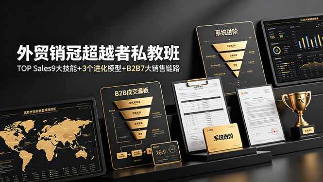 外贸销冠超越者私教班：TOP Sales9大技能+3个进化模型+B2B7大销售链路，系统进阶-御文网