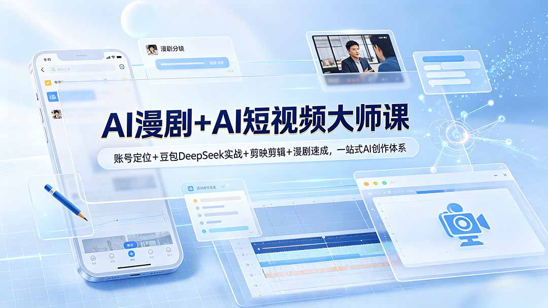 AI漫剧+AI短视频大师课:账号定位+豆包DeepSeek实战+剪映剪辑+漫剧速成,一站式AI创作体系-御文网