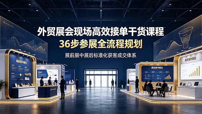 外贸展会现场高效接单干货课程,36步参展全流程规划,展前展中展后标准化获客成交体系-御文网