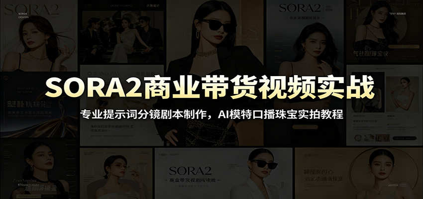 SORA2商业带货视频实战：专业提示词分镜剧本制作，AI模特口播珠宝实拍教程-御文网
