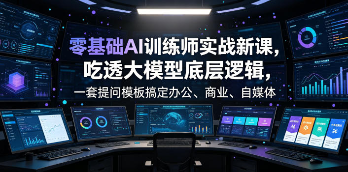 零基础AI训练师实战课，吃透大模型底层逻辑，一套提问模板搞定办公、商业、自媒体、设计、生活全场景AI落地应用-御文网