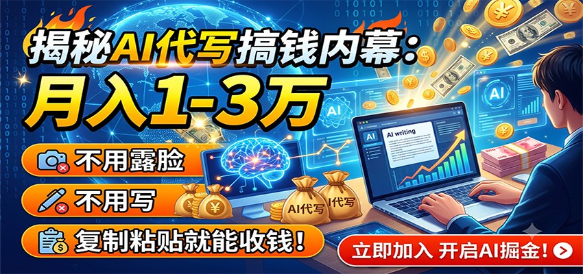 揭秘AI代写搞钱内幕:月入1-3万,不用露脸不用写,复制粘贴就能收钱!-御文网