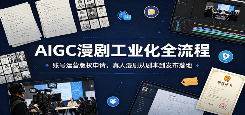 AIGC漫剧工业化全流程：账号运营版权申请，真人漫剧从剧本到发布落地-御文网