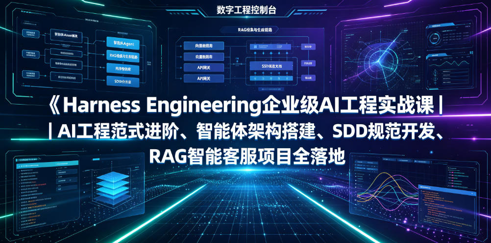 Harness Engineering企业级AI工程实战课｜AI工程范式进阶、智能体架构搭建、SDD规范开发、RAG智能客服项目全落地-御文网