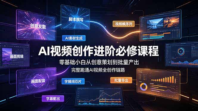 AI视频创作进阶必修课程：零基础小白从创意策划到批量产出，完整跑通AI视频全创作链路-御文网