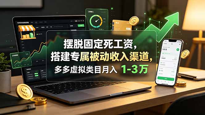 摆脱固定死工资，搭建专属被动收入渠道，多多虚拟类目月入 1-3 万-御文网