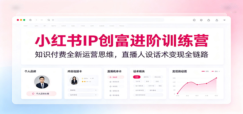 小红书IP创富进阶训练营：知识付费全新运营思维，直播人设话术变现全链路-御文网
