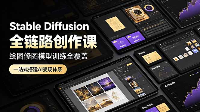 Stable Diffusion全链路创作课，绘图修图模型训练全覆盖，一站式搭建AI变现体系-御文网