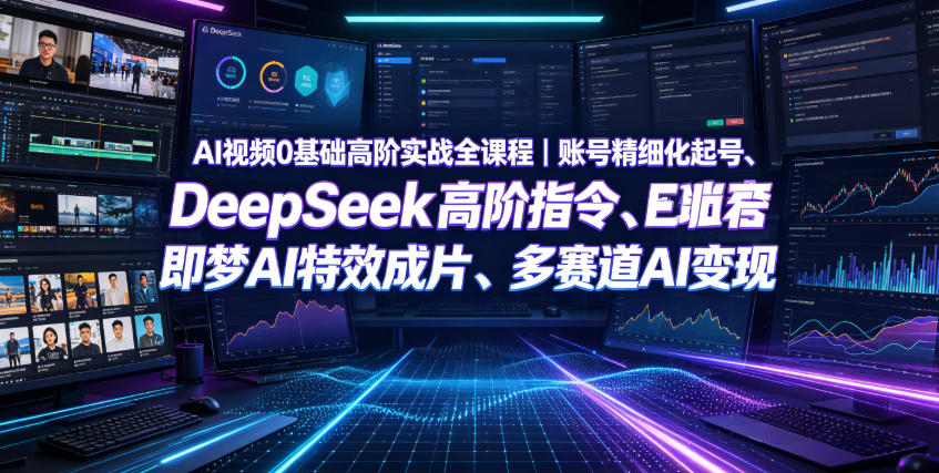AI视频0基础高阶实战全课程｜账号精细化起号、DeepSeek高阶指令、即梦AI特效成片、多赛道AI短视频量产变现-御文网
