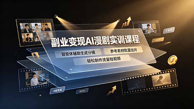 副业变现AI漫剧实训课程，智能体辅助生成分镜，参考素材批量出片，轻松制作流量短视频-御文网