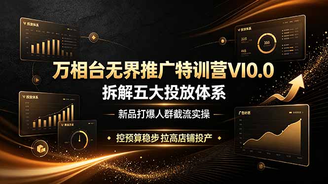 万相台无界推广特训营VI0.0,拆解五大投放体系,新品打爆人群截流实操,控预算稳步拉高店铺投产-御文网