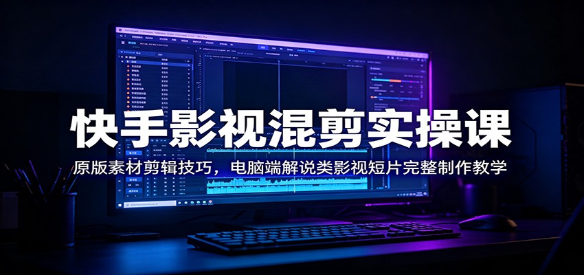 快手影视混剪实操课:原版素材剪辑技巧,电脑端解说类影视短片完整制作教学-御文网
